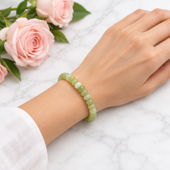 Jade Rondelle Bracelet - Harmony, Prosperity & Heart Chakra Alignment - Heavenly Crystals Online