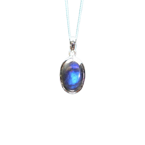 Labradorite Oval Pendant in 925 Sterling Silver with chain (A) - Intuition, Protection & Transformation - Heavenly Crystals Online