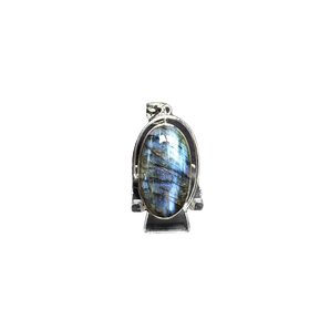 Labradorite Oval Pendant in 925 Sterling Silver with chain (C) – Intuition, Protection & Transformation - Heavenly Crystals Online
