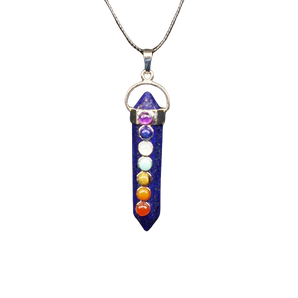 Lapis Lazuli Chakra Double Terminated Pendant with black cord - Intuition & Wisdom - Heavenly Crystals Online