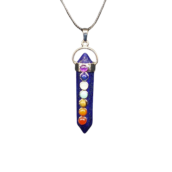 Lapis Lazuli Chakra Double Terminated Pendant with black cord - Intuition & Wisdom - Heavenly Crystals Online