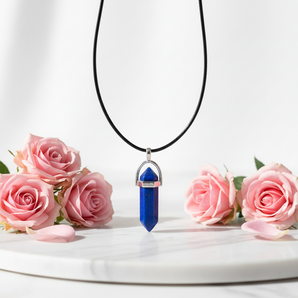 Lapis Lazuli Double Terminated Pendant with Black Cord – Wisdom, Truth & Inner Vision - Heavenly Crystals Online