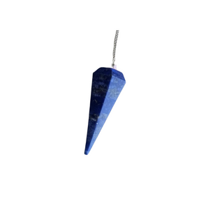 Lapis Lazuli Faceted Pendulum with velvet pouch – Insight, Wisdom & Third Eye Activation - Heavenly Crystals Online
