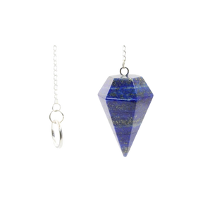 Lapis Lazuli Pendulum with Velvet Pouch – Insight, Wisdom & Third Eye Activation - Heavenly Crystals Online
