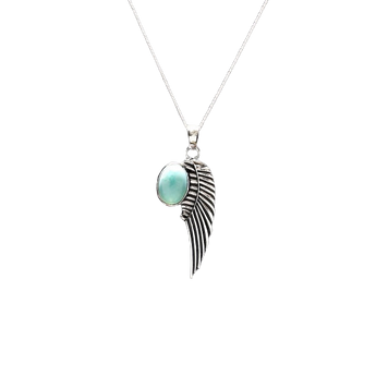 Larimar Angel Wing Pendant in 925 Sterling Silver with Chain – Serenity, Divine Protection & Spiritual Awakening - Heavenly Crystals Online