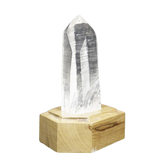 Lemurian Quartz with Channeling Face Point (521g) on Wooden Stand – Clarity, Guidance & Light‑Code Activation - Heavenly Crystals Online
