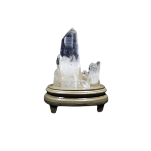 Lemurian Quartz Cluster on wooden stand - 1.171 kgs