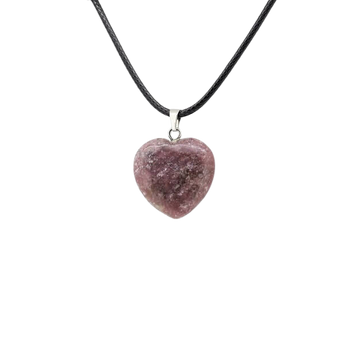 Lepidolite Heart Pendant with Black Cord – Calming Crystal Healing Necklace - Heavenly Crystals Online