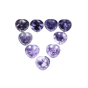 Lepidolite Heart Worry Stones - Heavenly Crystals Online