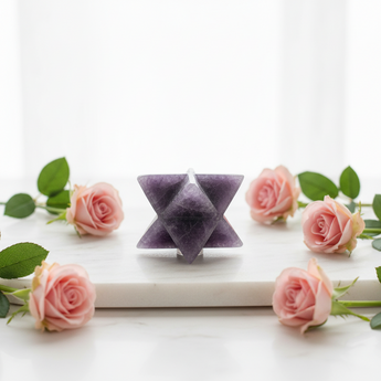 Lepidolite Merkabah Star – Calming Energy, Emotional Balance & Sacred Geometry Healing - Heavenly Crystals Online