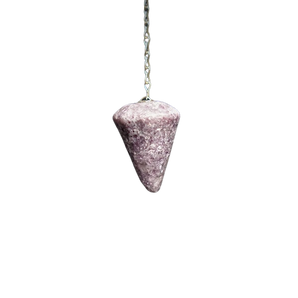 Lepidolite Pendulum with velvet pouch – Stress Relief, Peace & Intuition - Heavenly Crystals Online 
