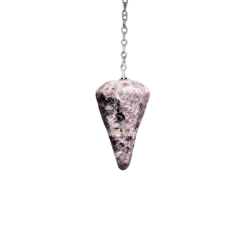 Lepidolite Pendulum with velvet pouch – Stress Relief, Peace & Intuition - Heavenly Crystals Online
