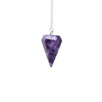Lepidolite Pendulum with velvet pouch – Stress Relief, Peace & Intuition - Heavenly Crystals Online