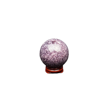 Lepidolite Sphere with Wooden Stand (268g) – Calming Energy, Emotional Balance & Nervous System Support - Heavenly Crystals Online