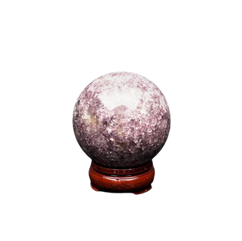 Lepidolite Sphere with Wooden Stand (673g) – Calming Energy, Emotional Balance & Nervous System Support - Heavenly Crystals Online
