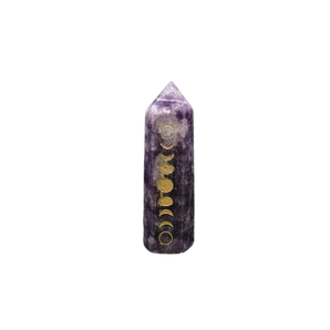 Lepidolite with Gold Moon Phase Generator Point (90g) – Calming Energy, Emotional Balance & Lunar Alignment - Heavenly Crystals Online