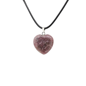 Lepidolite Heart Pendant with black cord