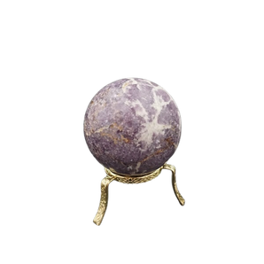 Lepidolite Sphere with wooden stand - 147 grams