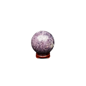 Lepidolite Sphere with wooden stand - 268 grams