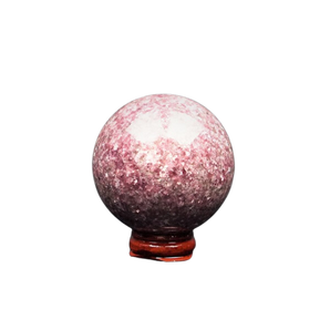 Lepidolite Sphere with wooden stand - 340 grams