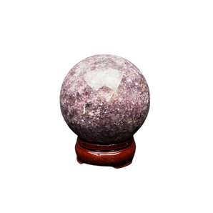 Lepidolite Sphere with wooden stand - 673 grams