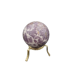 Lepidolite Sphere with wooden stand - 147 grams