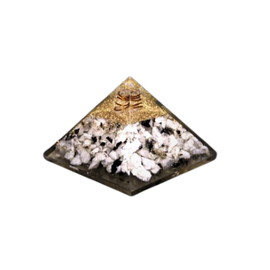 Moonstone, Clear Quartz, Copper, Tree of Life Orgonite Pyramid - 228 grams