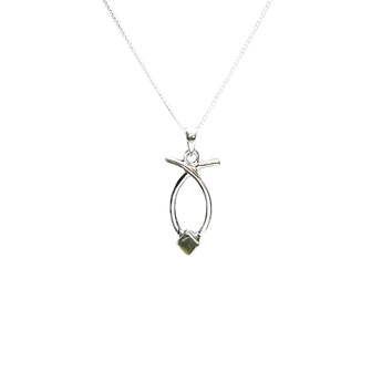 Moldavite Fish Pendant in 925 Sterling Silver with chain – Genuine Moldavite for Transformation - Heavenly Crystals Online