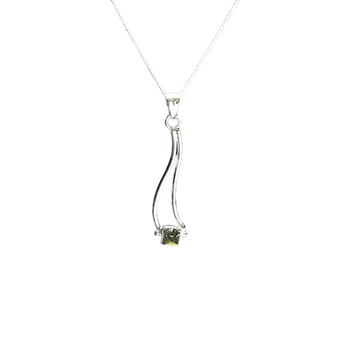 Moldavite Wave Pendant in 925 Sterling Silver with chain (A) Genuine Moldavite for Transformation - Heavenly Crystals Online
