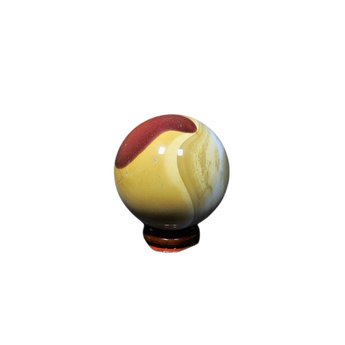 Mookaite Jasper Sphere with Wooden Stand (284g) – Strength, Grounding & Ancestral Earth Energy - Heavenly Crystals Online