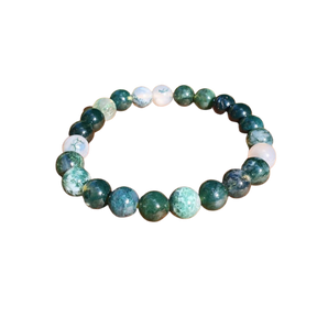 Moss Agate Bracelet (8mm) Grounding, Harmony & New Beginnings - Heavenly Crystals Online