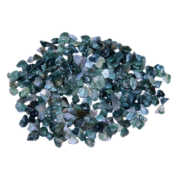 Moss Agate Chips (100g) Pouch for Growth, Stability & Heart Chakra - Heavenly Crystals Online