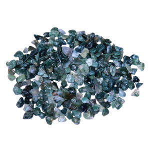 Moss Agate Chips - 100 grams in an organza pouch