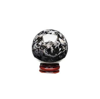 Mystic Merlinite (Indigo Gabbro) Sphere with Wooden Stand (183g) – Shadow Work, Intuition & Deep Transformation - Heavenly Crystals Online