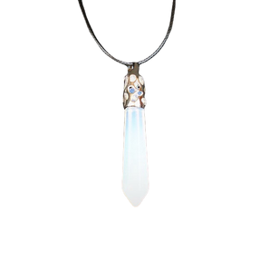Opalite (Manmade Glass) Pendant with Black Cord – Aura Glow Crystal Necklace - Heavenly Crystals Online