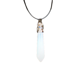 Opalite (Manmade Glass) Pendant with Black Cord – Aura Glow Crystal Necklace - Heavenly Crystals Online