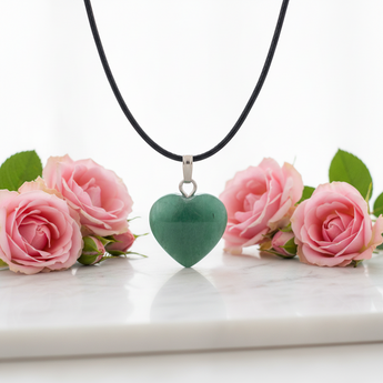 Opalite Puff Heart Pendant with Black Cord (30mm) – Calm, Clarity & Gentle Emotional Healing - Heavenly Crystals Online
