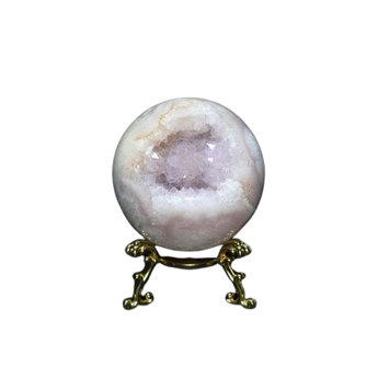Pink Amethyst Geode Sphere with Wooden Stand (295g) – Protection, Intuition & High‑Vibration Healing Crystal - Heavenly Crystals Online