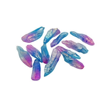 Pink & Blue Aura Quartz Rough Gridding Point (50g) in Organza Pouch - Joy, Calm & High‑Vibration Energy - Heavenly Crystals Online
