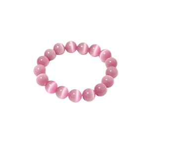 Pink Cats Eye Bracelet (man-made) (8mm) Love, Compassion & Emotional Calm - Heavenly Crystals Online