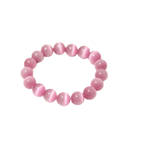 Pink Cats Eye Bracelet (man-made stone) - 8mm