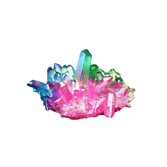 Pink, Green & Blue Aura Quartz Cluster (1.074kg) – High‑Vibration Iridescent Crystal for Light & Alignment - Heavenly Crystals Online