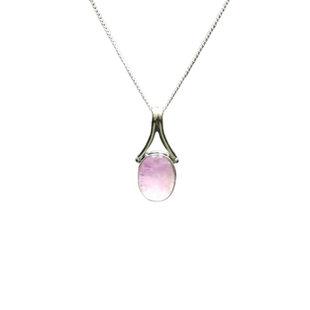 Pink Kunzite Oval Pendant in 925 Sterling Silver with chain - Emotional healing & Unconditional love - Heavenly Crystals Online