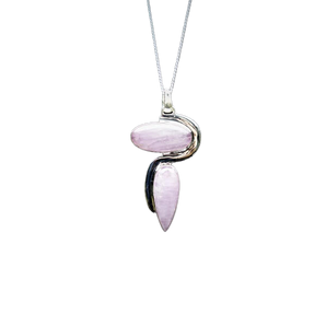 Pink Kunzite Pendant in 925 Sterling Silver with chain - Emotional healing & Unconditional love - Heavenly Crystals Online