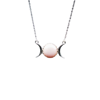 Pink Opal Pendant in 925 Sterling Silver with chain - Emotional healing & Unconditional love - Heavenly Crystals Online