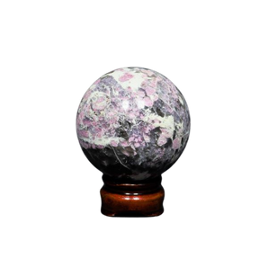 Pink Tourmaline Sphere with wooden stand (504g) – Heart Healing, Emotional Balance & Compassionate Energy - Heavenly Crystals Online