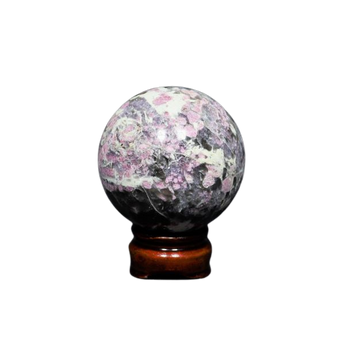 Pink Tourmaline Sphere with wooden stand (504g) – Heart Healing, Emotional Balance & Compassionate Energy - Heavenly Crystals Online