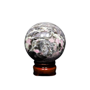 Pink Tourmaline Sphere with wooden stand (504g) – Heart Healing, Emotional Balance & Compassionate Energy - Heavenly Crystals Online