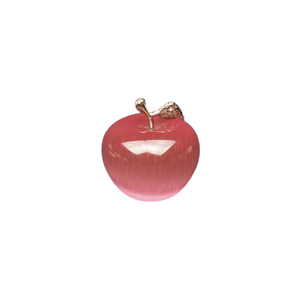 Pink Cat's Eyes Carved Apple (man-made stone) - 45mm