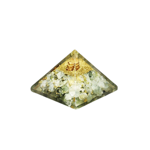 Prehnite, Clear Quartz Orgonite Pyramid - 124 grams